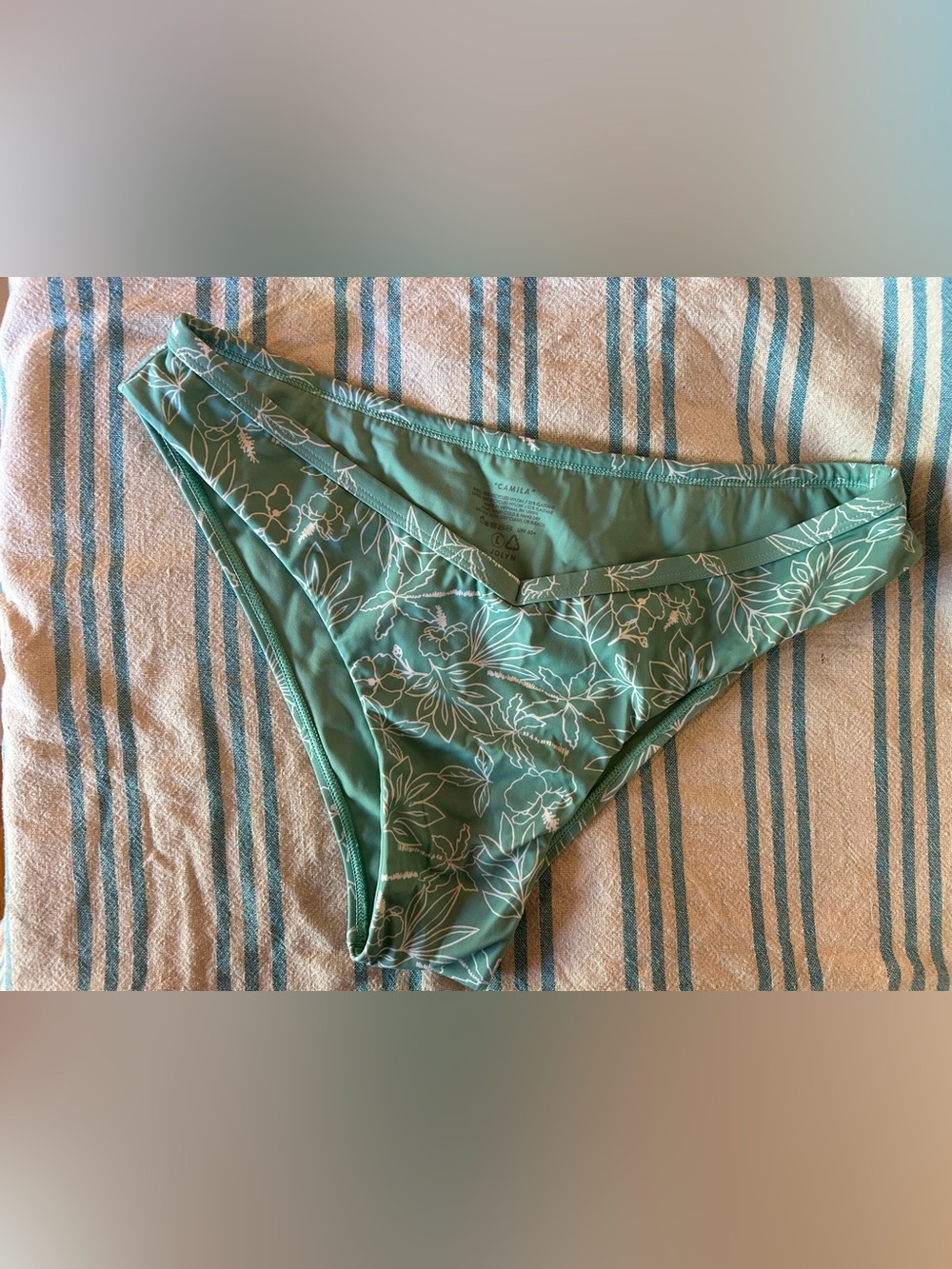 Jolyn Camila Floral Bikini Bottoms — Seafoam Green Size L